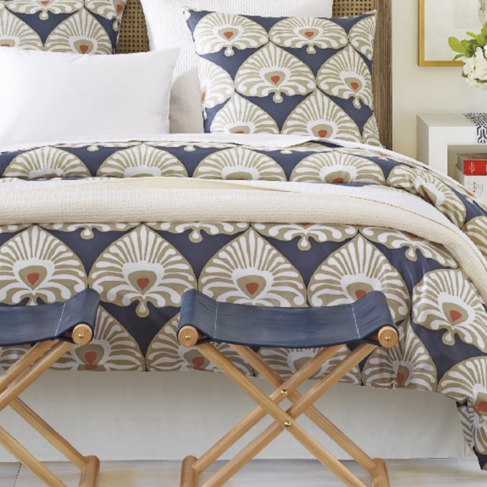 Serena & Lily Palmetto Midnight King Duvet Cover and Three Euro Shams Pre-Owned